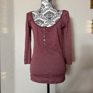 Michael Stars Scoop Neck Henley Top ASO Elena Gilbert